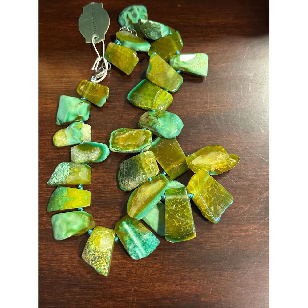 Iris & Lily London Chunky Turquoise Agate Necklace – LUC 925 - Picture 4 of 10